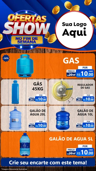 Modelo de TV para TV Vertical com o tema Ofertas Show No Fim De Semana para Água e gás