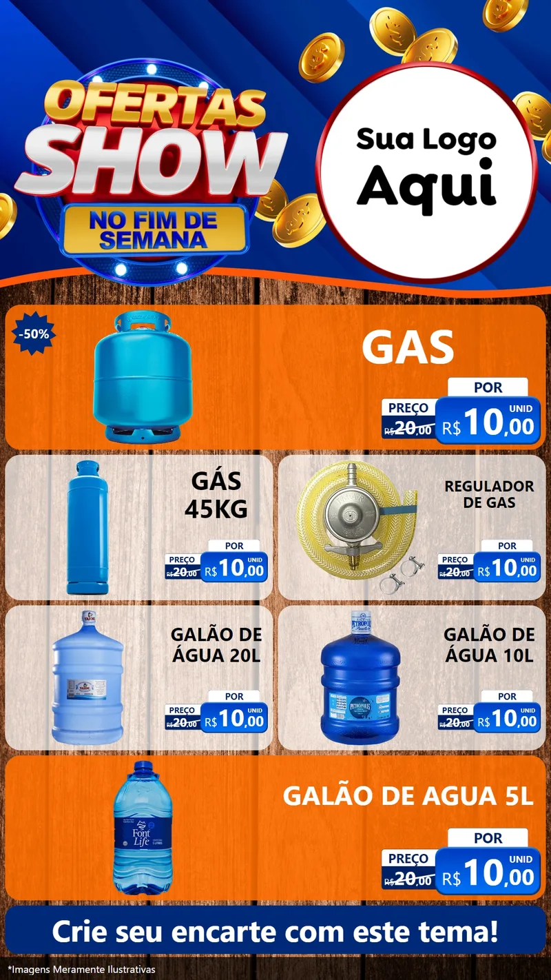 Modelo de TV para TV Vertical com o tema Ofertas Show No Fim De Semana para Água e gás