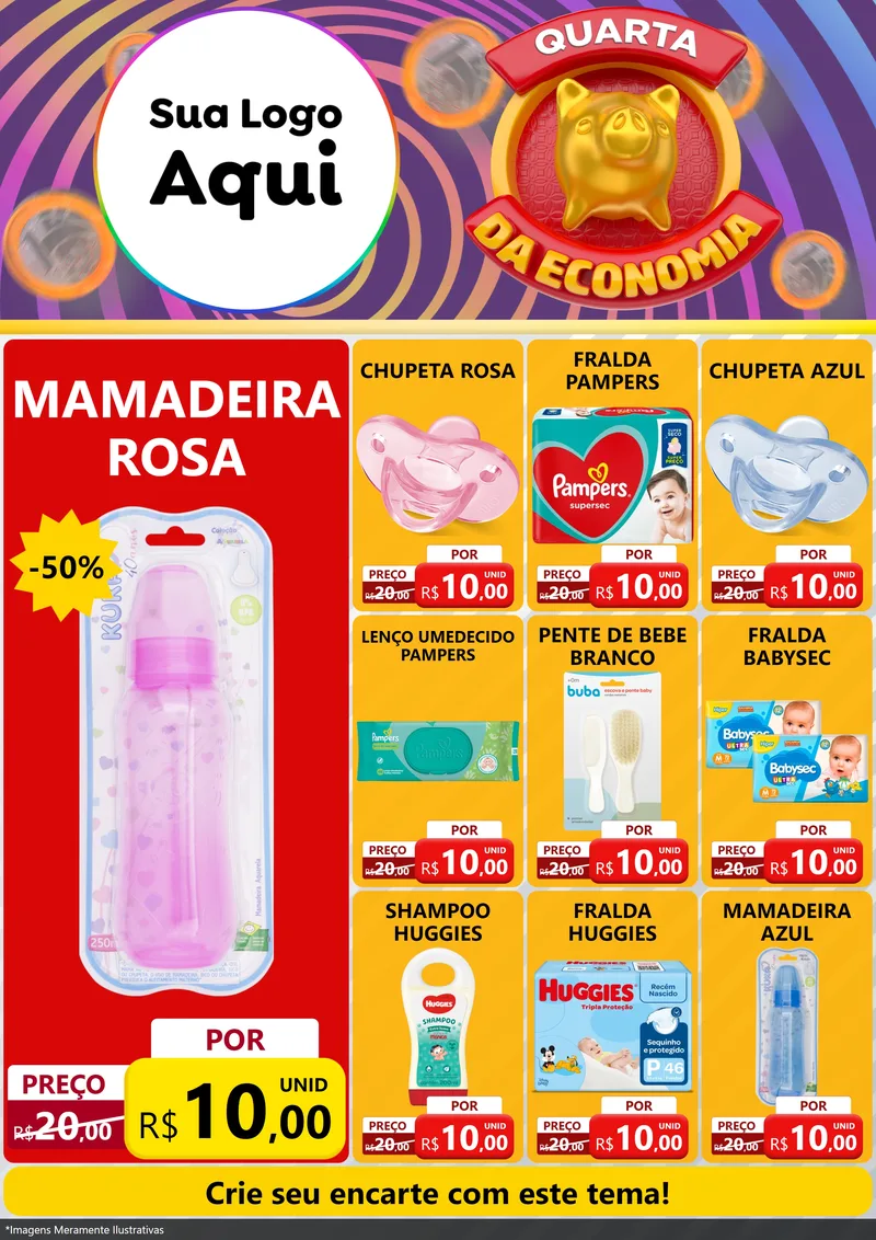 Modelo de Encarte para Encarte A4 Vertical com o tema Quarta da Economia para Bebês