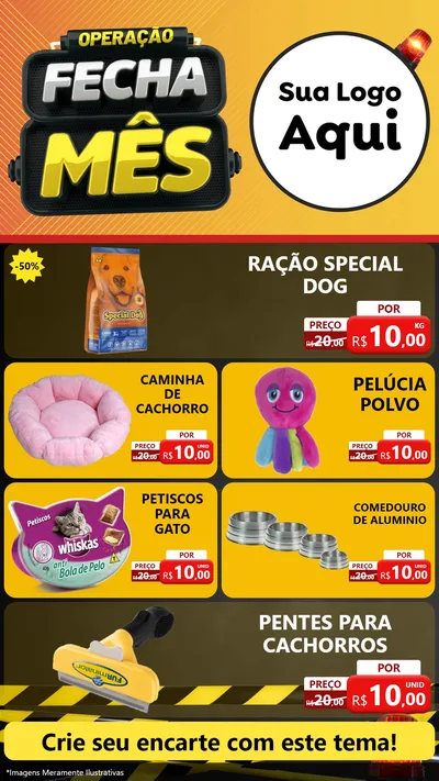 Modelo de TV para TV Vertical com o tema Operação Fecha Mês para Pet Shop