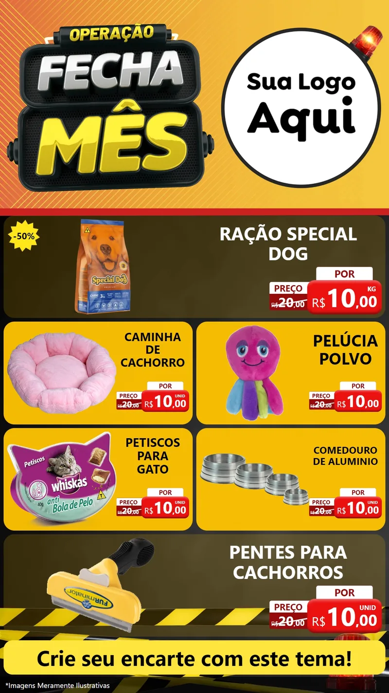 Modelo de TV para TV Vertical com o tema Operação Fecha Mês para Pet Shop