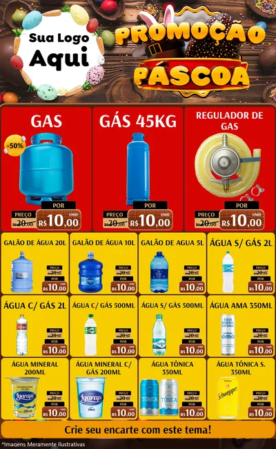 Modelo de Encarte para Encarte Grande com o tema Promoção Páscoa para Água e gás
