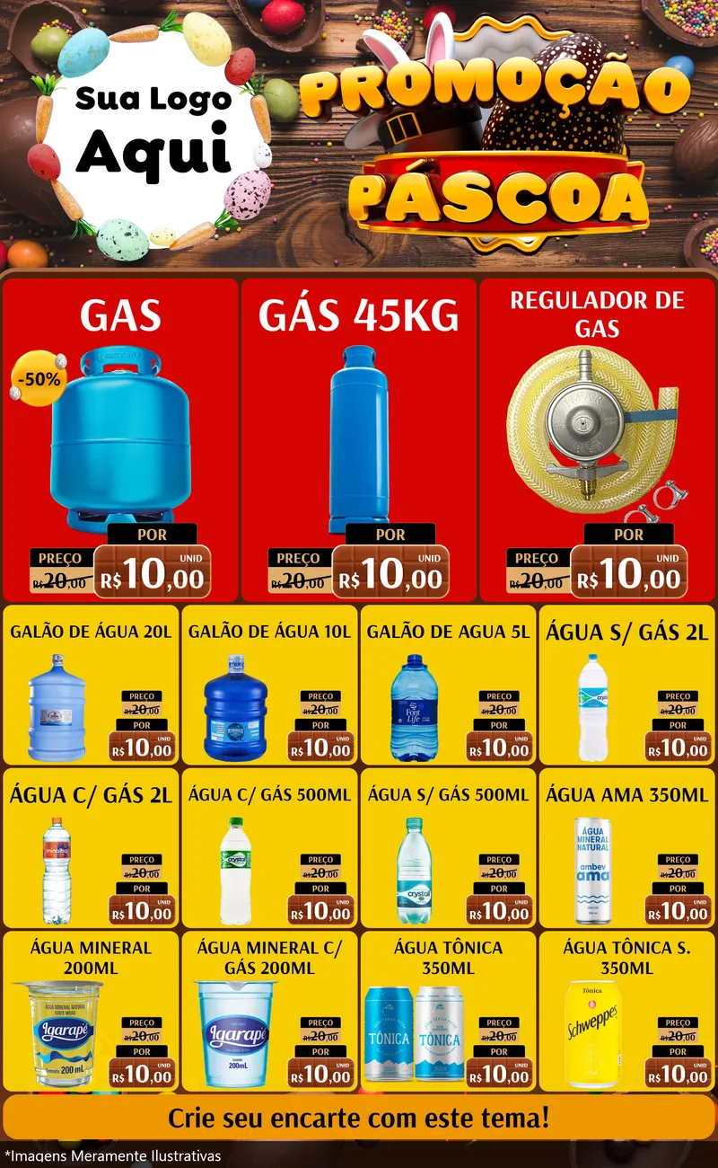 Modelo de Encarte para Encarte Grande com o tema Promoção Páscoa para Água e gás