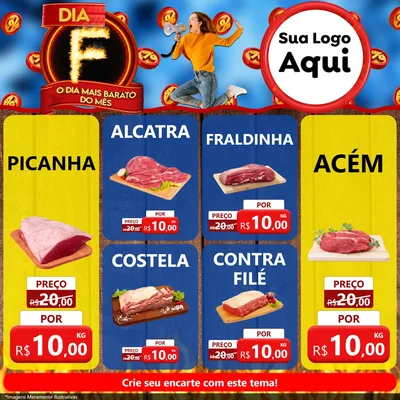 Modelo de Rede Social para Feed Facebook com o tema Dia F - O Dia Mais Barato Do Mês para Açougue