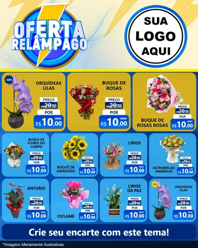 Modelo de Rede Social para Feed Instagram com o tema Oferta Relâmpago para Floricultura e jardim