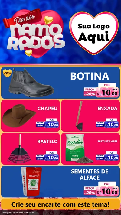 Modelo de TV para TV Vertical com o tema Dia dos namorados para Agropecuária