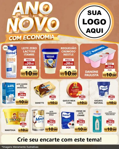 Modelo de Rede Social para Feed Instagram com o tema Ano Novo Com Economia para Frios e Laticínios