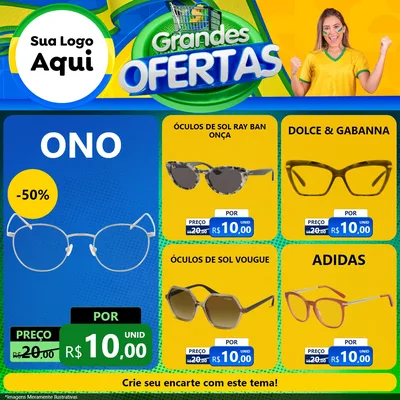 Modelo de Rede Social para Feed Facebook com o tema Grandes Ofertas para Óticas