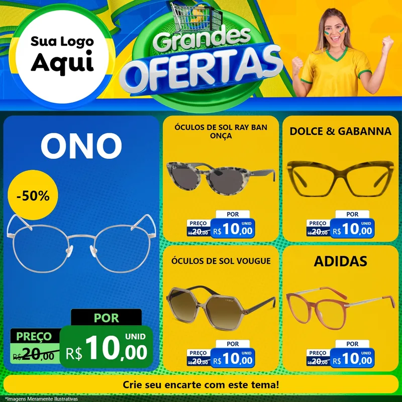 Modelo de Rede Social para Feed Facebook com o tema Grandes Ofertas para Óticas