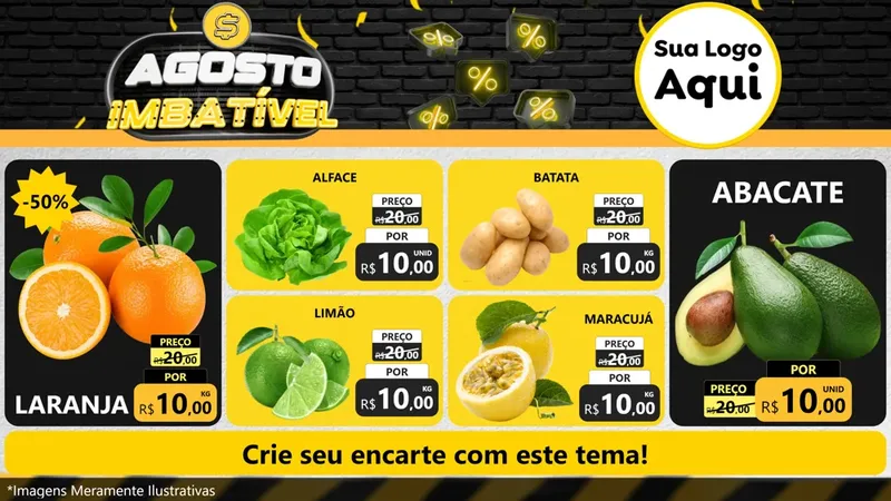 Modelo de TV para TV Horizontal com o tema Agosto Imbatível para Hortifrúti