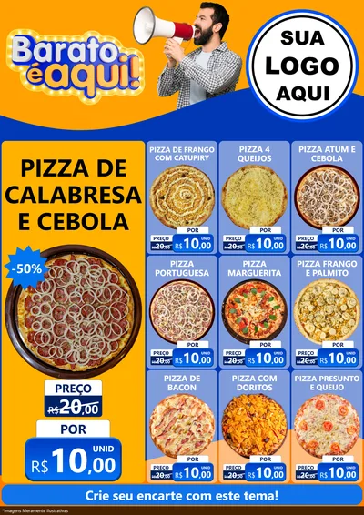 Modelo de Encarte para Encarte A4 Vertical com o tema Barato é aqui para Pizzaria