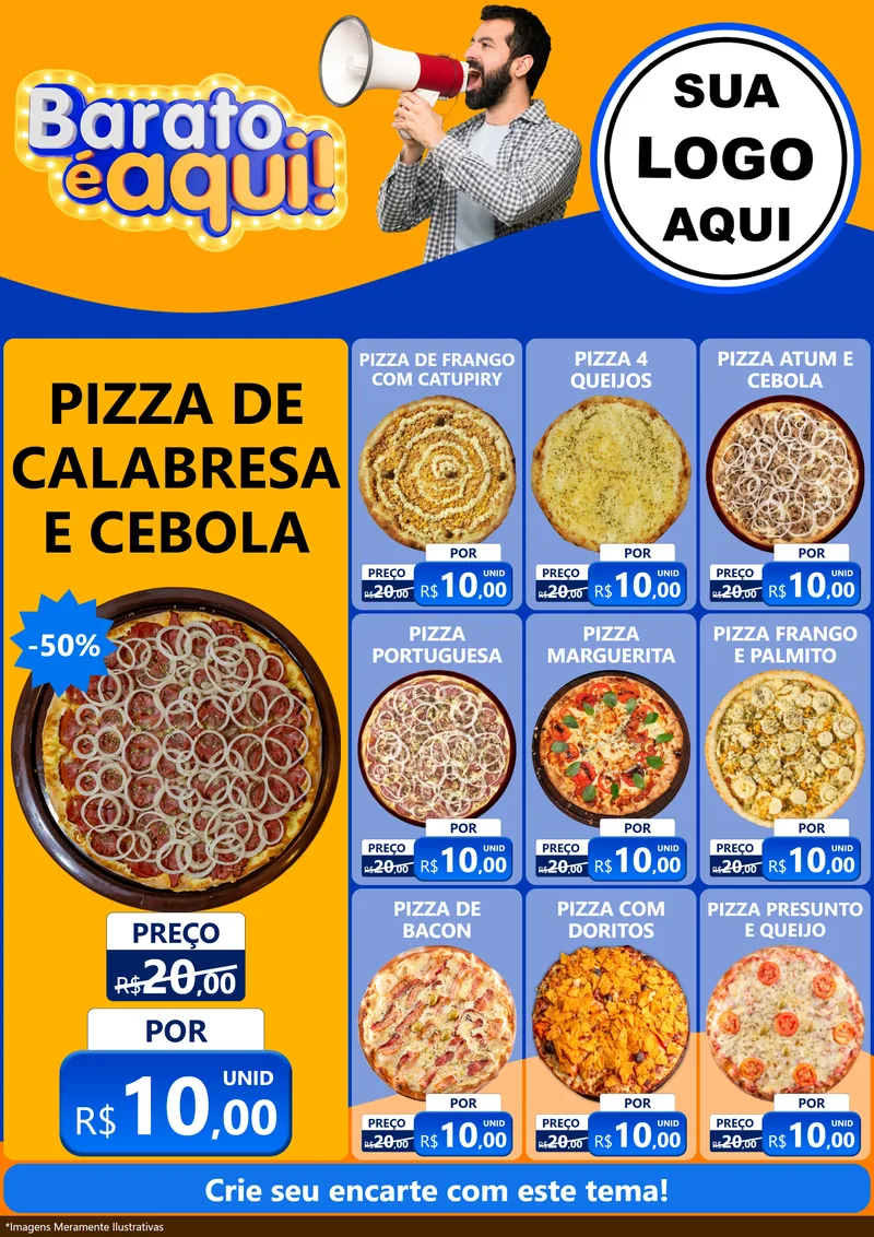 Modelo de Encarte para Encarte A4 Vertical com o tema Barato é aqui para Pizzaria