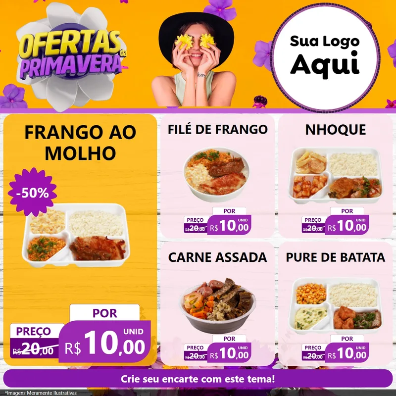 Modelo de Rede Social para Feed Facebook com o tema Ofertas Da Primavera para Restaurante