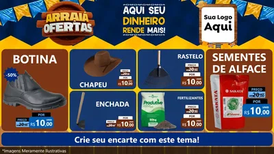 Modelo de TV para TV Horizontal com o tema Arraiá de Ofertas - Junina para Agropecuária