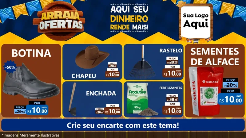 Modelo de TV para TV Horizontal com o tema Arraiá de Ofertas - Junina para Agropecuária