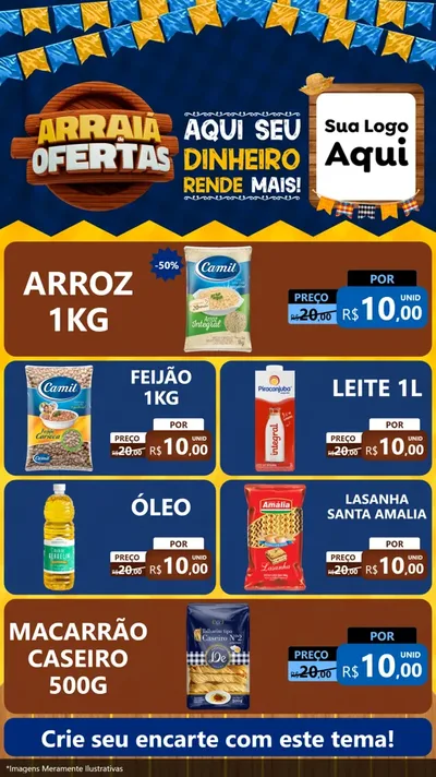 Modelo de TV para TV Vertical com o tema Arraiá de Ofertas - Junina para Supermercado