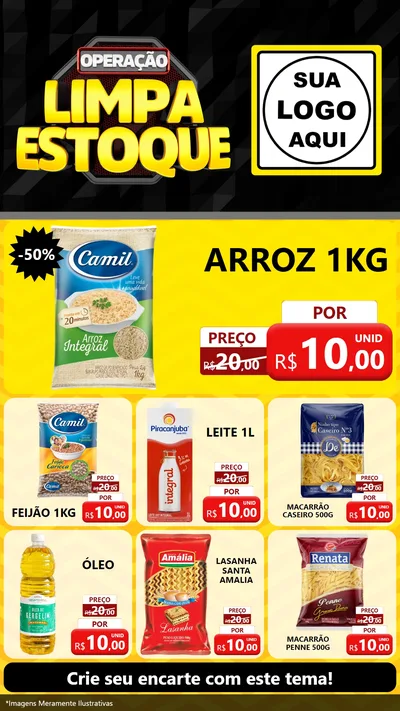 Modelo de Rede Social para Stories com o tema Operação Limpa Estoque para Supermercado
