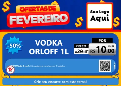 Modelo de Cartaz para Cartaz A4 Horizontal com o tema Ofertas de Fevereiro para Distribuidora de bebidas