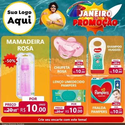 Modelo de Rede Social para Feed Facebook com o tema Janeiro de Promoção para Bebês