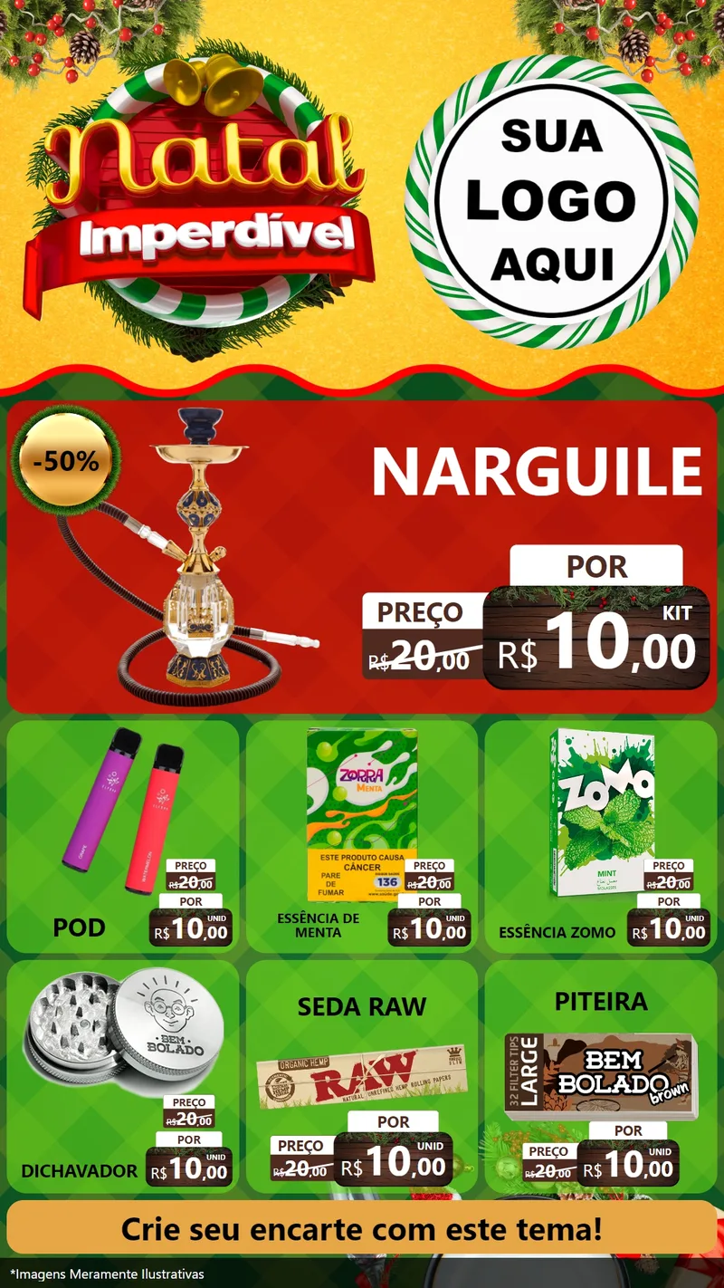 Modelo de Rede Social para Stories com o tema Natal Imperdível para Tabacaria