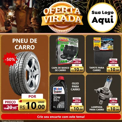 Modelo de Rede Social para Feed Facebook com o tema Oferta da Virada para Auto peças