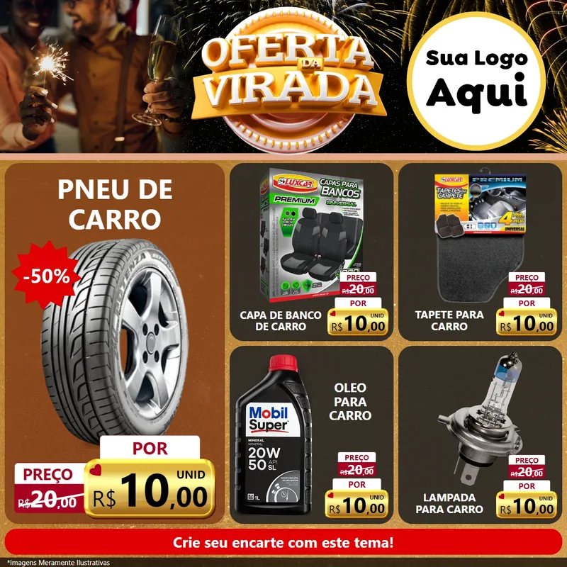 Modelo de Rede Social para Feed Facebook com o tema Oferta da Virada para Auto peças