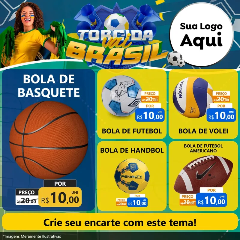 Modelo de Rede Social para Feed Facebook com o tema Torcida Vai Brasil - Copa para Artigos Esportivos