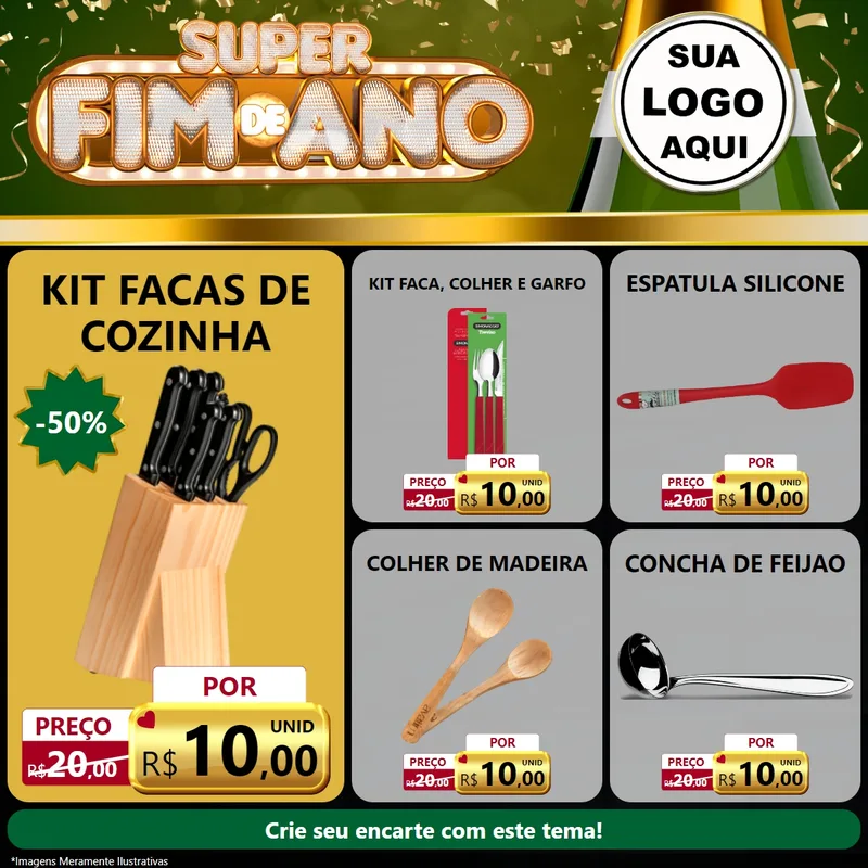 Modelo de Rede Social para Feed Facebook com o tema Super Fim de Ano para Utilidades Domésticas