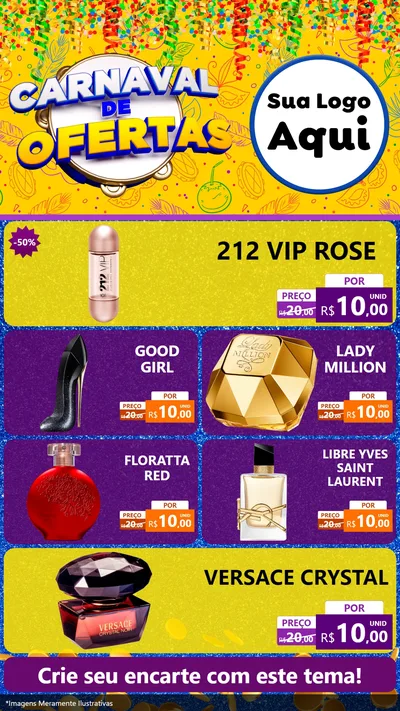 Modelo de TV para TV Vertical com o tema Carnaval de Ofertas para Perfumes