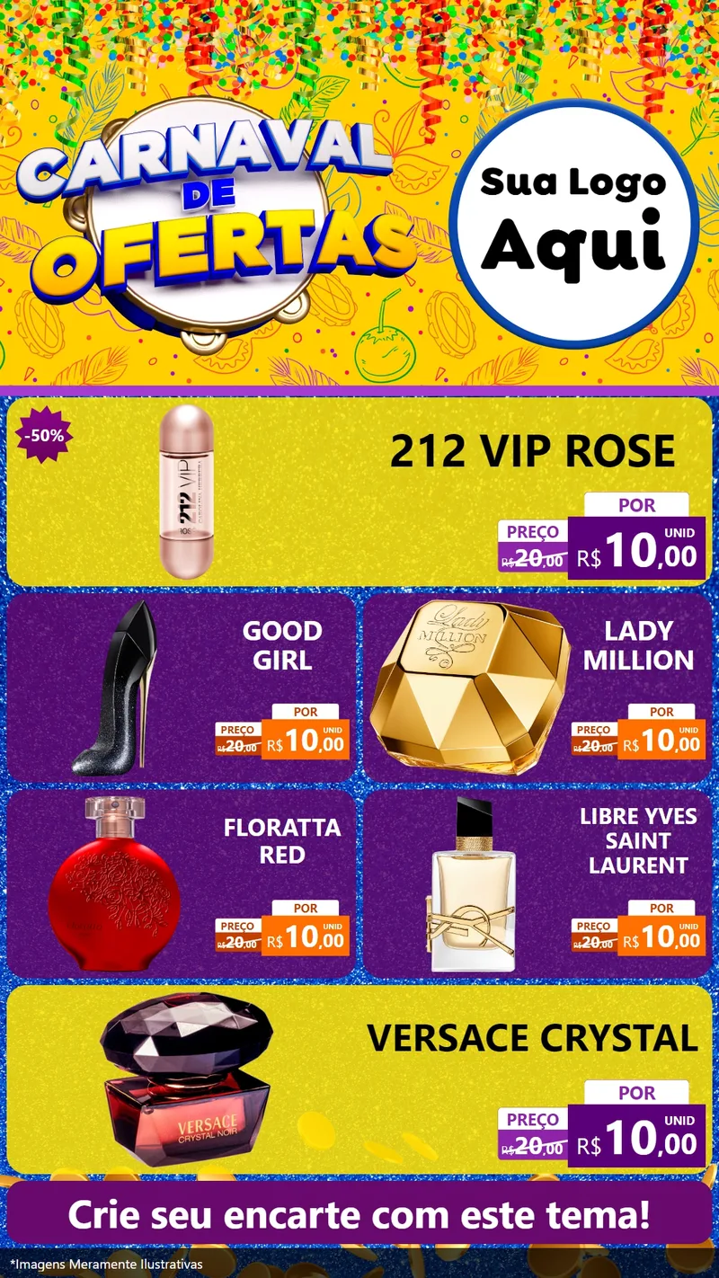 Modelo de TV para TV Vertical com o tema Carnaval de Ofertas para Perfumes