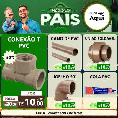 Modelo de Rede Social para Feed Facebook com o tema Mês dos Pais para Tubos e conexões