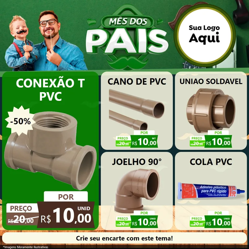 Modelo de Rede Social para Feed Facebook com o tema Mês dos Pais para Tubos e conexões