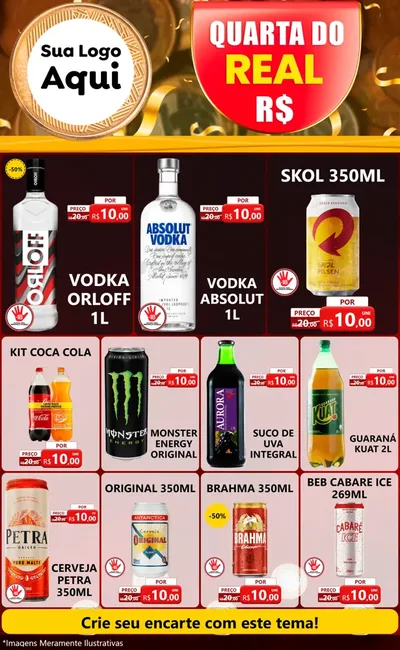 Modelo de Encarte para Encarte Grande com o tema Quarta do Real para Distribuidora de bebidas