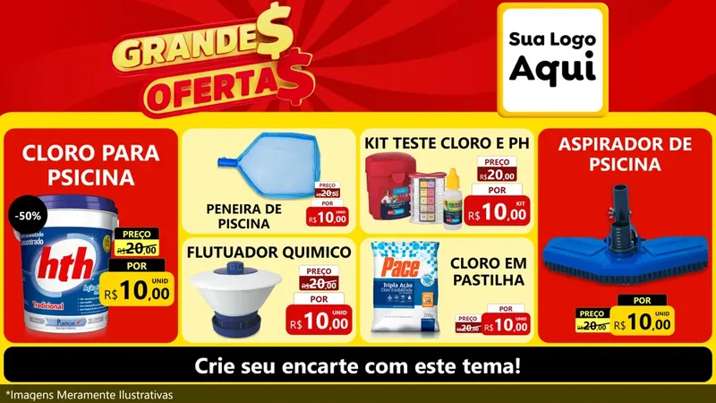 Modelo de TV para TV Horizontal com o tema Grandes Ofertas para Produtos para Piscina