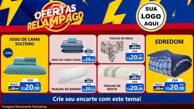 Modelo de TV para TV Horizontal com o tema Ofertas Relâmpago para Cama, Mesa e Banho