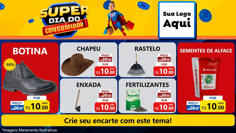 Modelo de TV para TV Horizontal com o tema Super Dia do Consumidor para Agropecuária