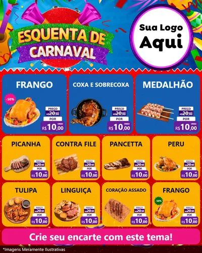 Modelo de Rede Social para Feed Instagram com o tema Esquenta de Carnaval para Assados