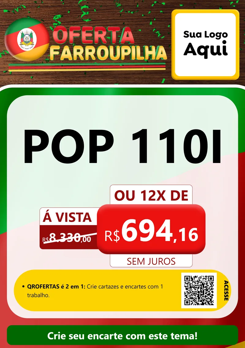 Modelo de Cartaz para Cartaz A4 Vertical com o tema Oferta Farroupilha para Concessionaria de Motos