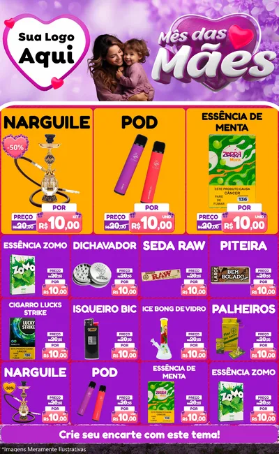 Modelo de Encarte para Encarte Grande com o tema Mês das Mães para Tabacaria