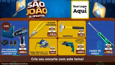 Modelo de TV para TV Horizontal com o tema São João Ofertas Imbatíveis! - Junina para Maquinas e Ferramentas