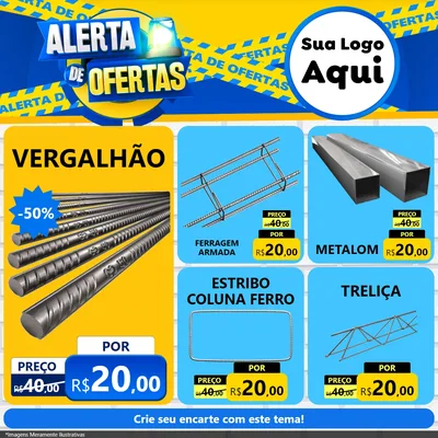 Modelo de Rede Social para Feed Facebook com o tema Alerta de Ofertas para Ferragens