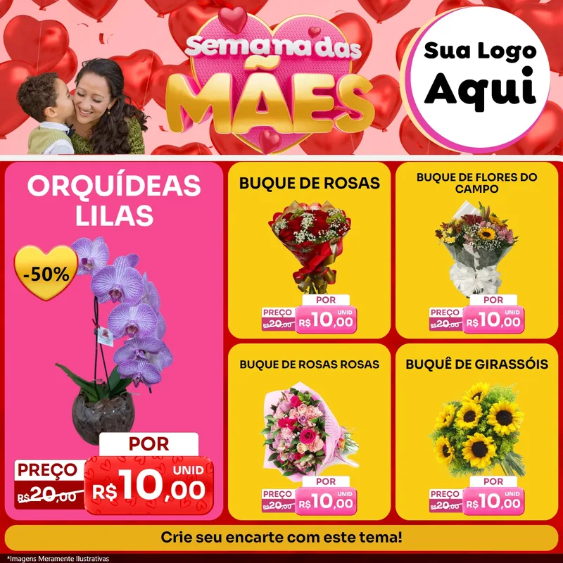 Modelo de Rede Social para Feed Facebook com o tema Semana Das Mães para Floricultura e jardim