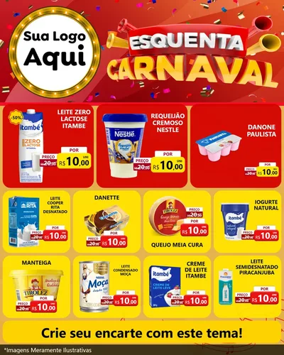 Modelo de Rede Social para Feed Instagram com o tema Esquenta Carnaval para Frios e Laticínios