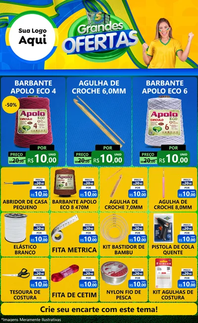 Modelo de Encarte para Encarte Grande com o tema Grandes Ofertas para Armarinho e Aviamentos
