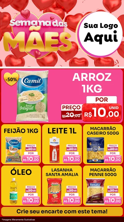 Modelo de Rede Social para Stories com o tema Semana Das Mães para Supermercado