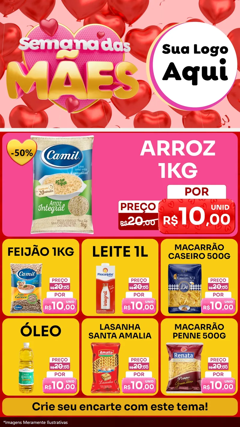 Modelo de Rede Social para Stories com o tema Semana Das Mães para Supermercado