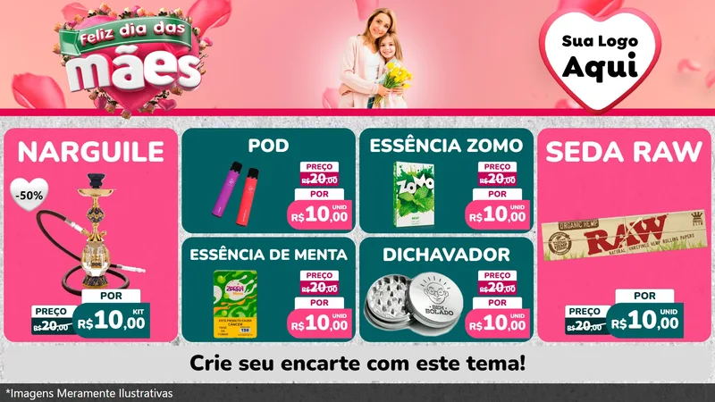Modelo de TV para TV Horizontal com o tema Feliz Dia das Mães para Tabacaria