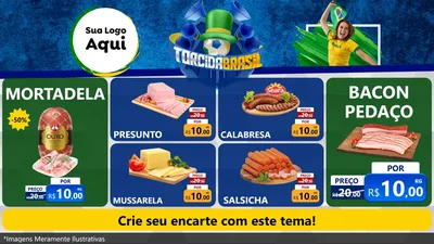 Modelo de TV para TV Horizontal com o tema Torcida Brasil - Copa para Frios e Laticínios