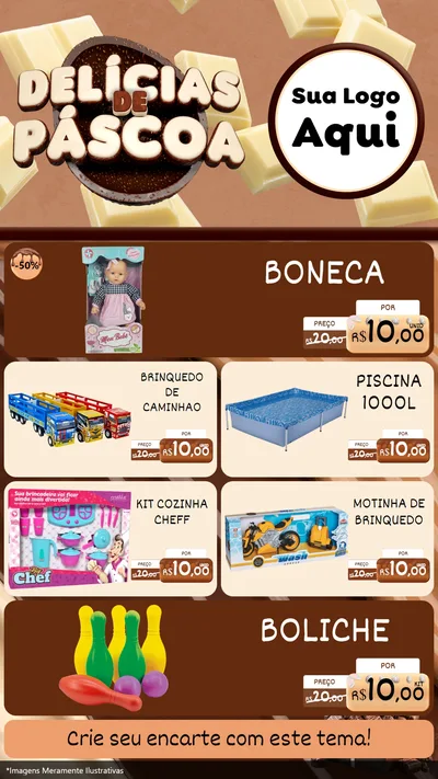 Modelo de TV para TV Vertical com o tema Delícias de Páscoa para Brinquedos