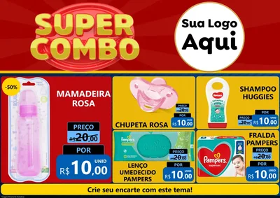 Modelo de Encarte para Encarte A4 Horizontal com o tema Super Combo para Bebês